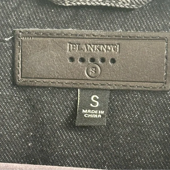 Blank NYC Thrill Seeker Peplum Distressed Black Charcoal Denim Jacket Sz S - Picture 9 of 13